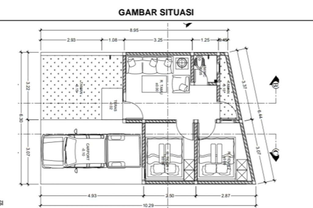 foto denah rumah tipe 30/60.5 perumahan TANJUNGAN INDAH 3