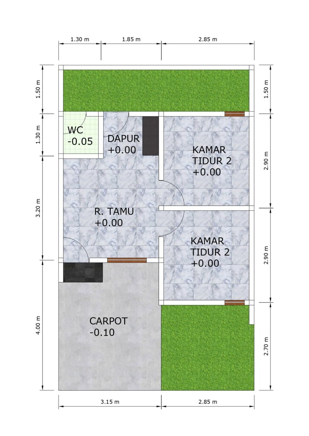 foto denah rumah tipe 32/60 perumahan Cakrawala Utama Residence 3