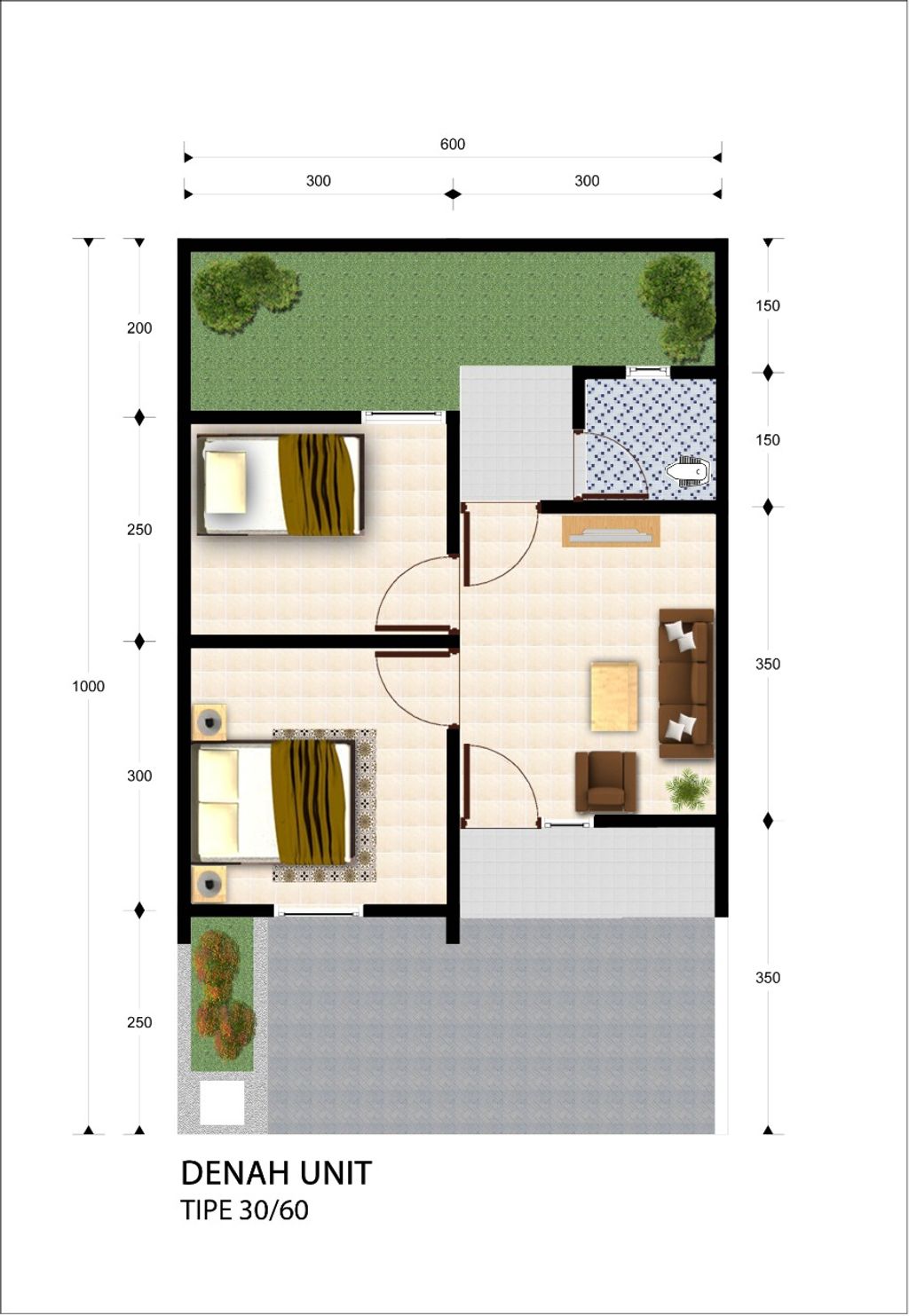 foto denah rumah tipe 30/60 perumahan PONDOK PULO INDAH