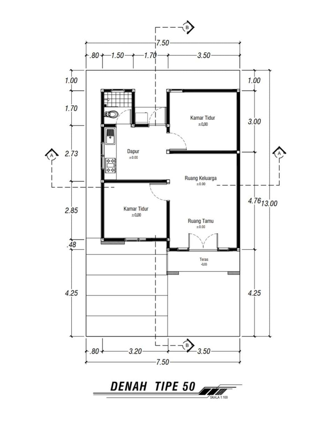 foto denah rumah tipe 50 perumahan BELITONG ESTATE TIPE 50
