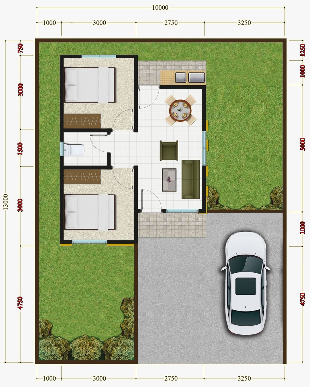 foto denah rumah tipe 36 SUBSIDI perumahan NEW GRAHA PRAMUKA RESIDENCE TAHAP 7