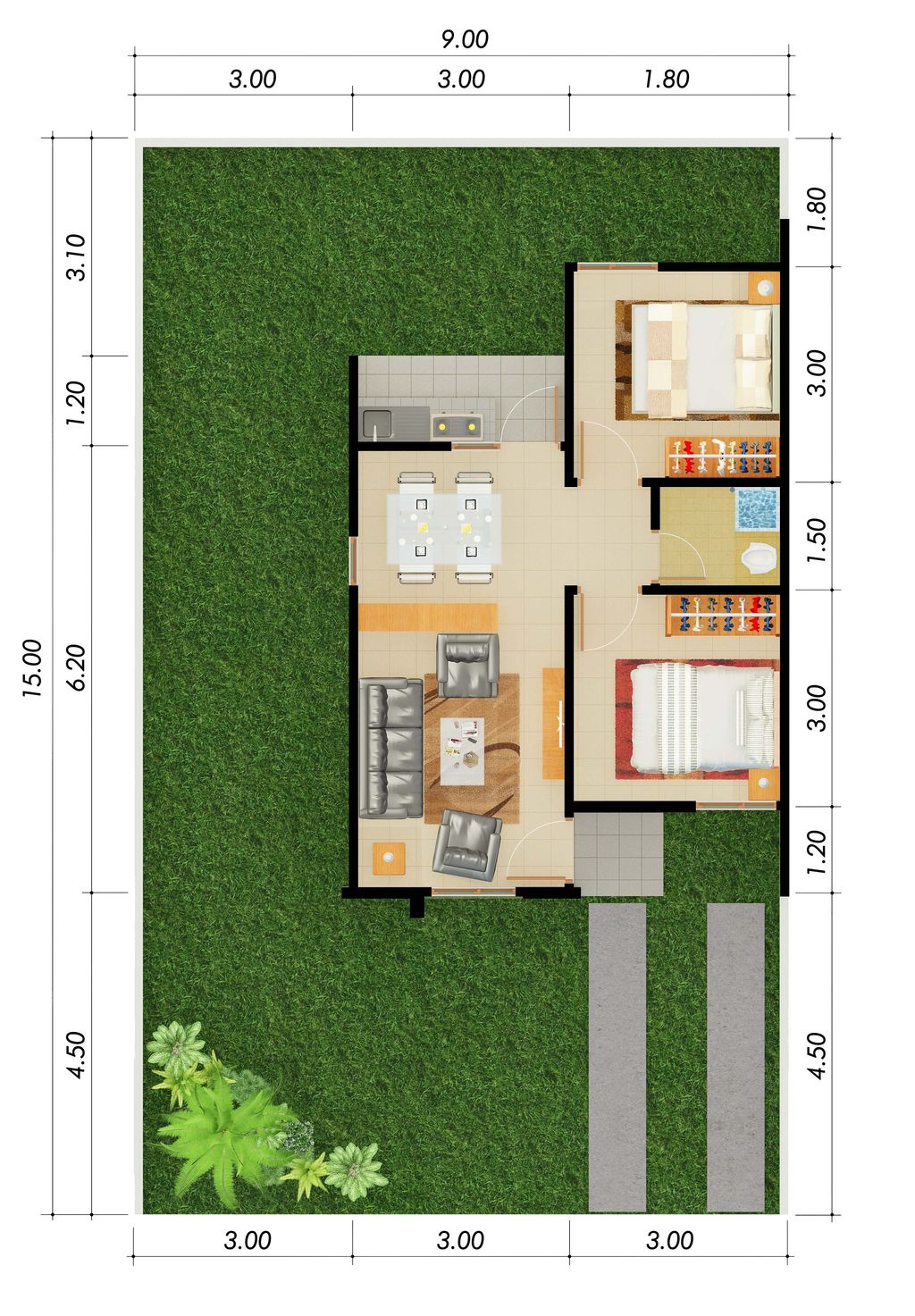 foto denah rumah tipe Canola perumahan CitraRaya City Cluster Springhill