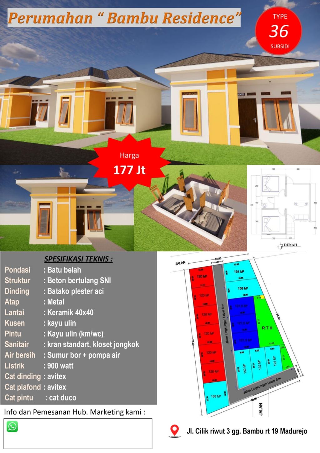 foto denah rumah tipe 36 perumahan BAMBU RESIDENCE