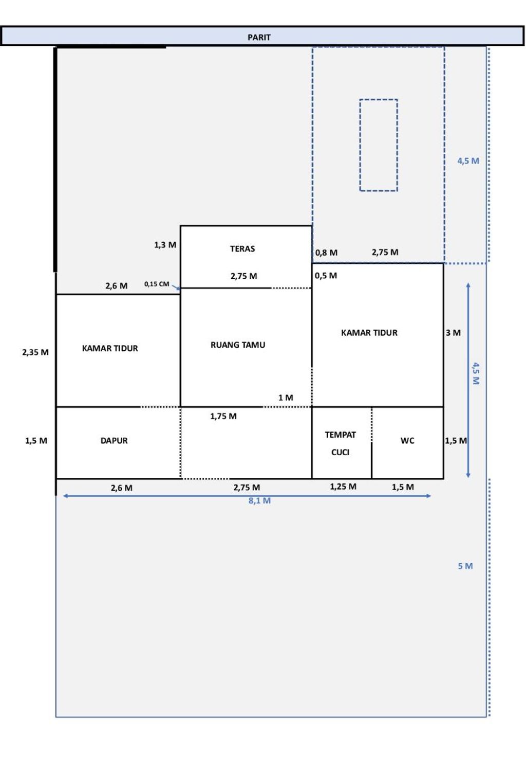 foto denah rumah tipe 36 SUBSIDI 2023 perumahan CITRA MANDIRI RESIDENCE KECIPIR