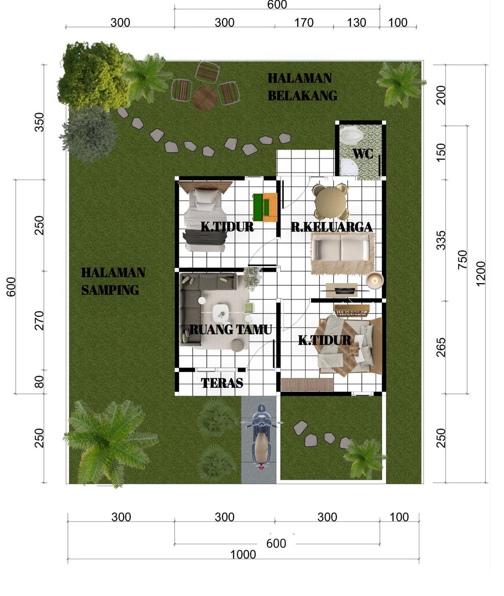 foto denah rumah tipe 36/120 perumahan GATOTKACA RESIDENCE
