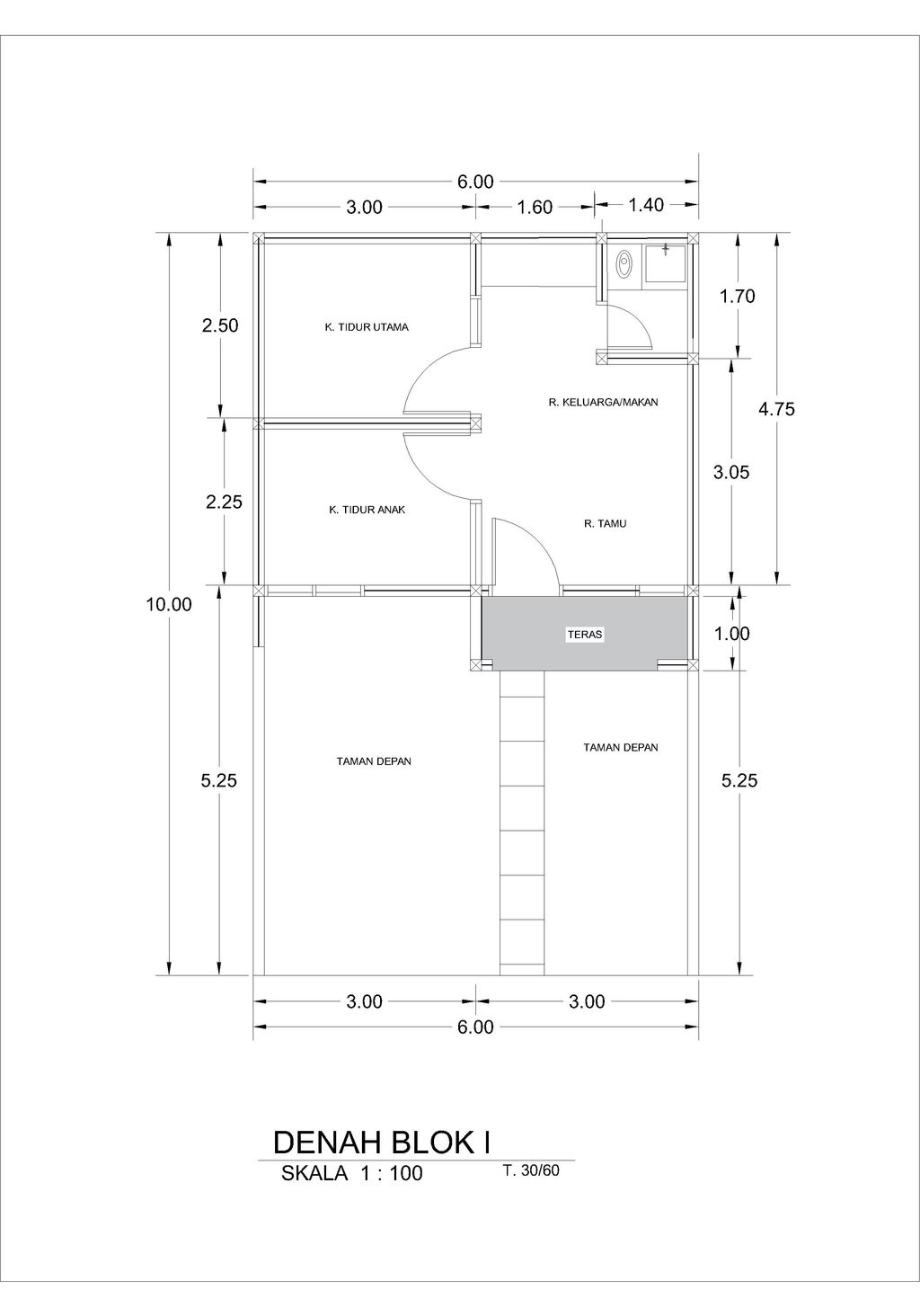 foto denah rumah tipe 30/84 blok B18 no 1a perumahan PESONA KALANGSURIA ( PESONA LAMA )