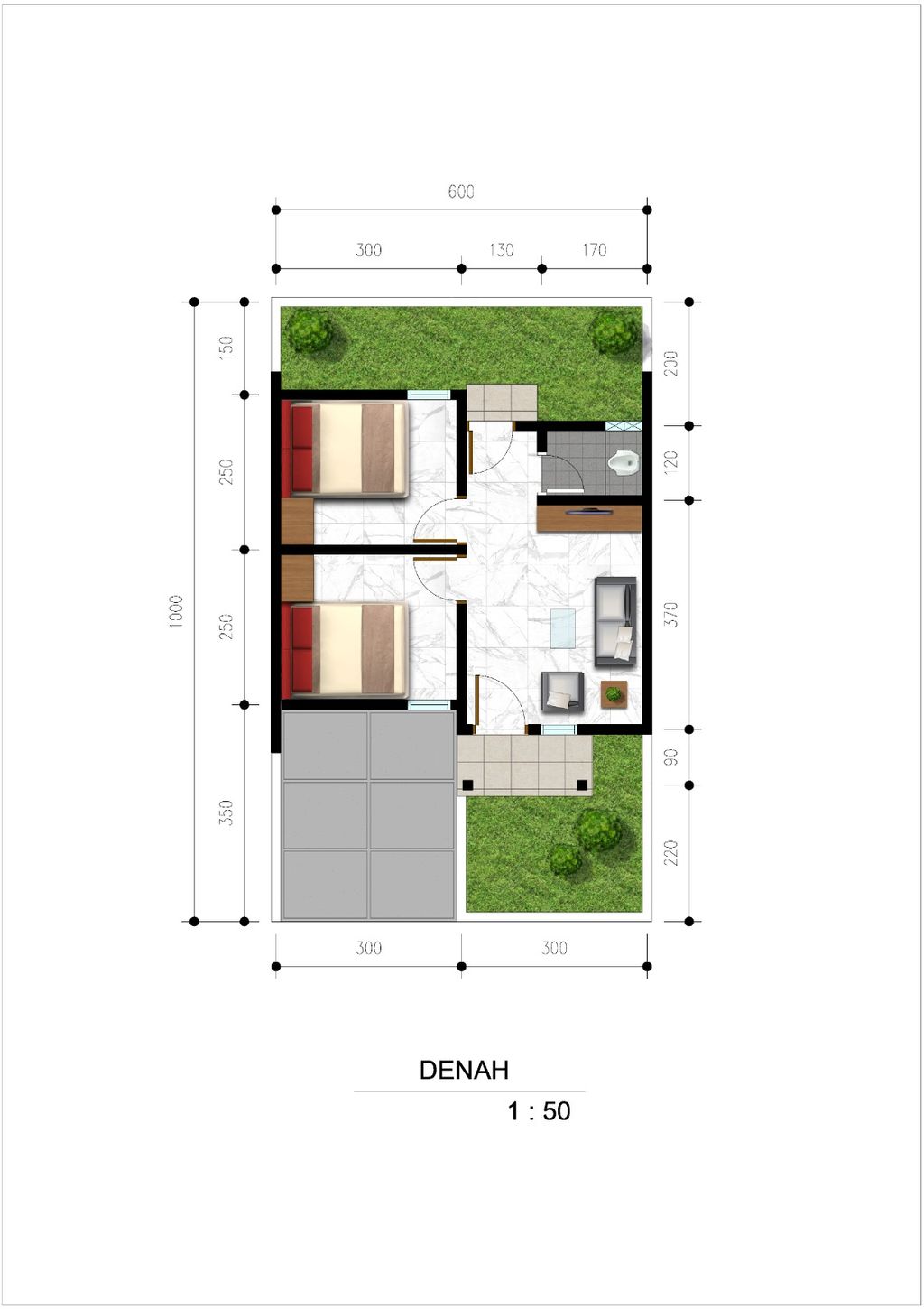 foto denah rumah tipe 30/60 perumahan Pesona Rajawali Rajeg