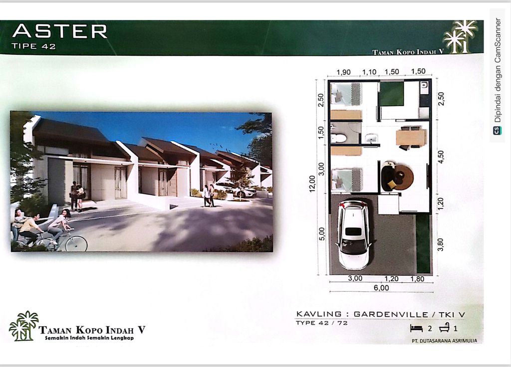 foto denah rumah tipe ASTER perumahan TAMAN KOPO INDAH V GARDENVILLE