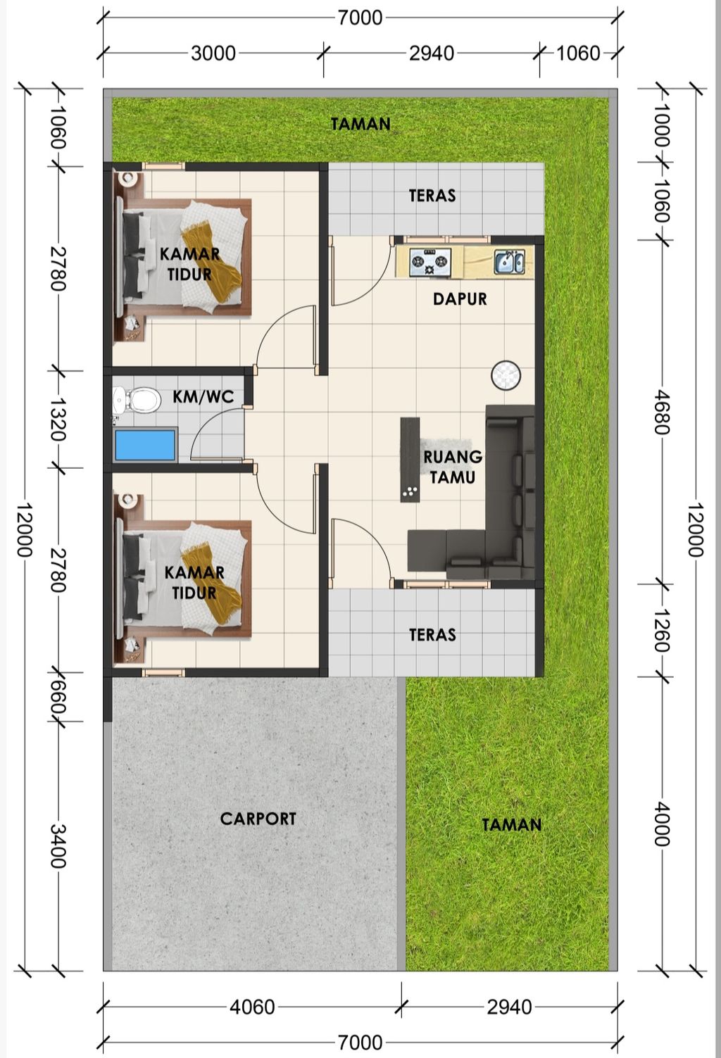foto denah rumah tipe 36 perumahan GREEN SAVANA RESIDENCE