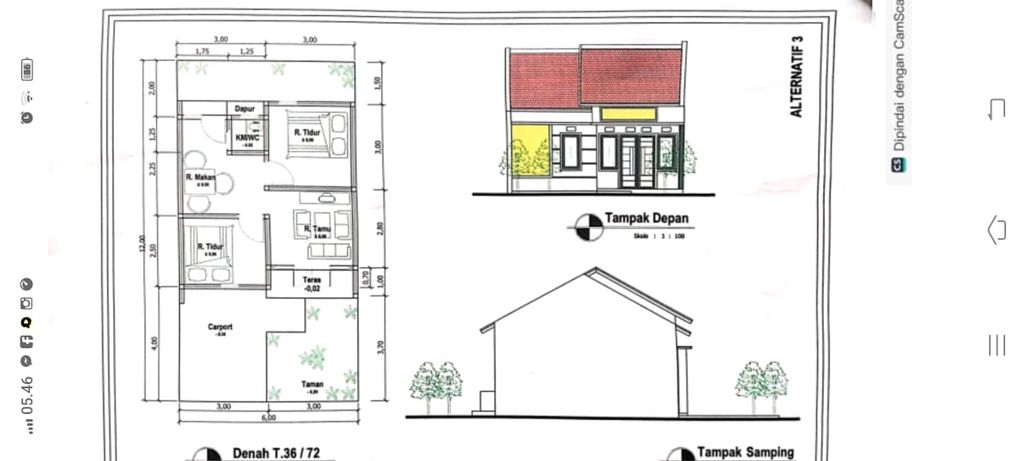 foto denah rumah tipe Mawar perumahan GRIYA SABI INDAH