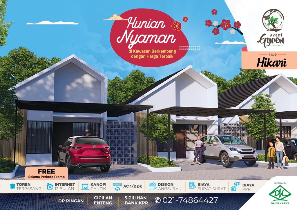 foto tampak rumah tipe HIKARI 1 perumahan AVANI GYOEN RESIDENCE TAHAP 3