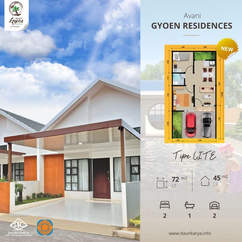 foto tampak rumah tipe LITE perumahan AVANI GYOEN RESIDENCE TAHAP 3