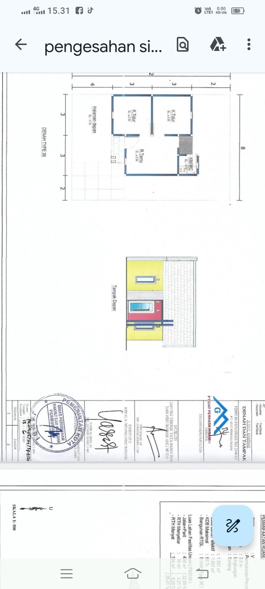 foto denah rumah tipe 36 perumahan AMIRA LAND 2
