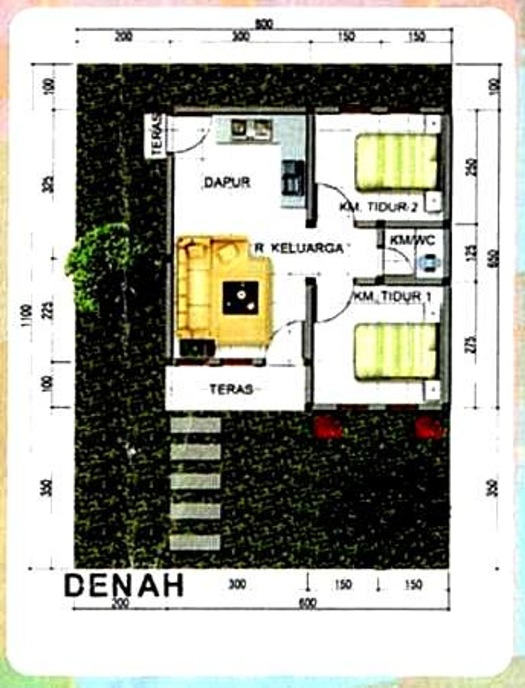 foto denah rumah tipe 36/88 perumahan AYAMBORI RESIDENCE.