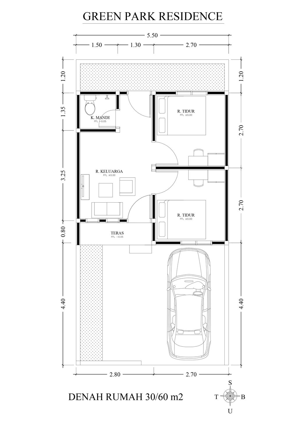 foto denah rumah tipe FLAMBOYAN perumahan GREEN PARK RESIDENCE