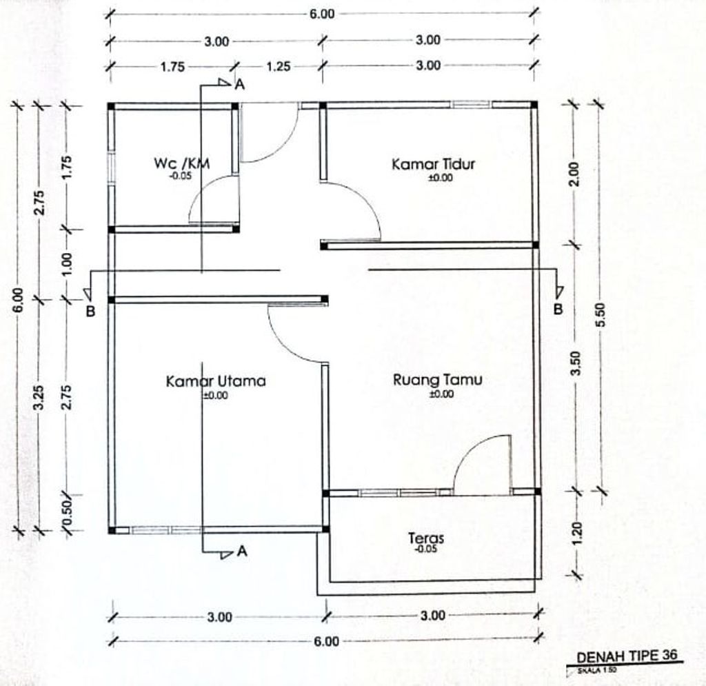 foto denah rumah tipe 36 perumahan MIARI ARDAGUSEMA RESIDENCE