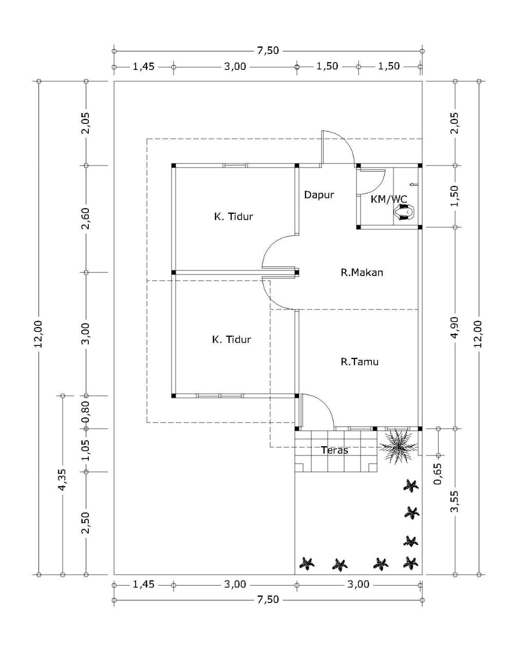foto denah rumah tipe 36/120 perumahan Villa Halaban Indah 3