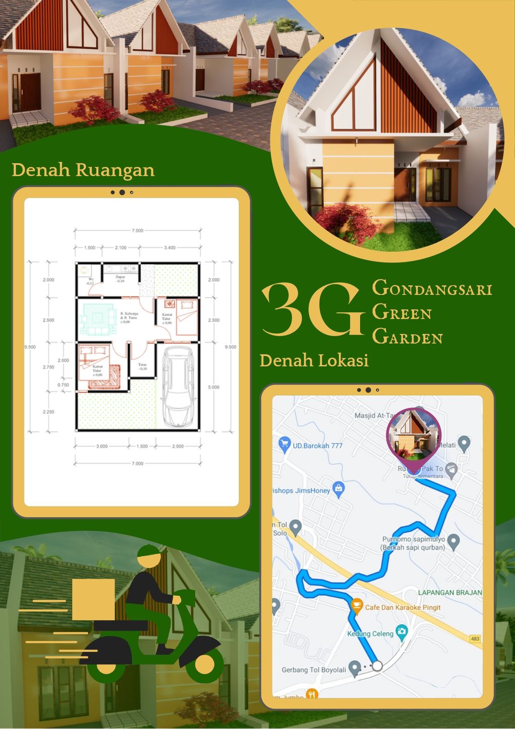 foto tampak rumah tipe 36 perumahan Gondangsari Green Garden