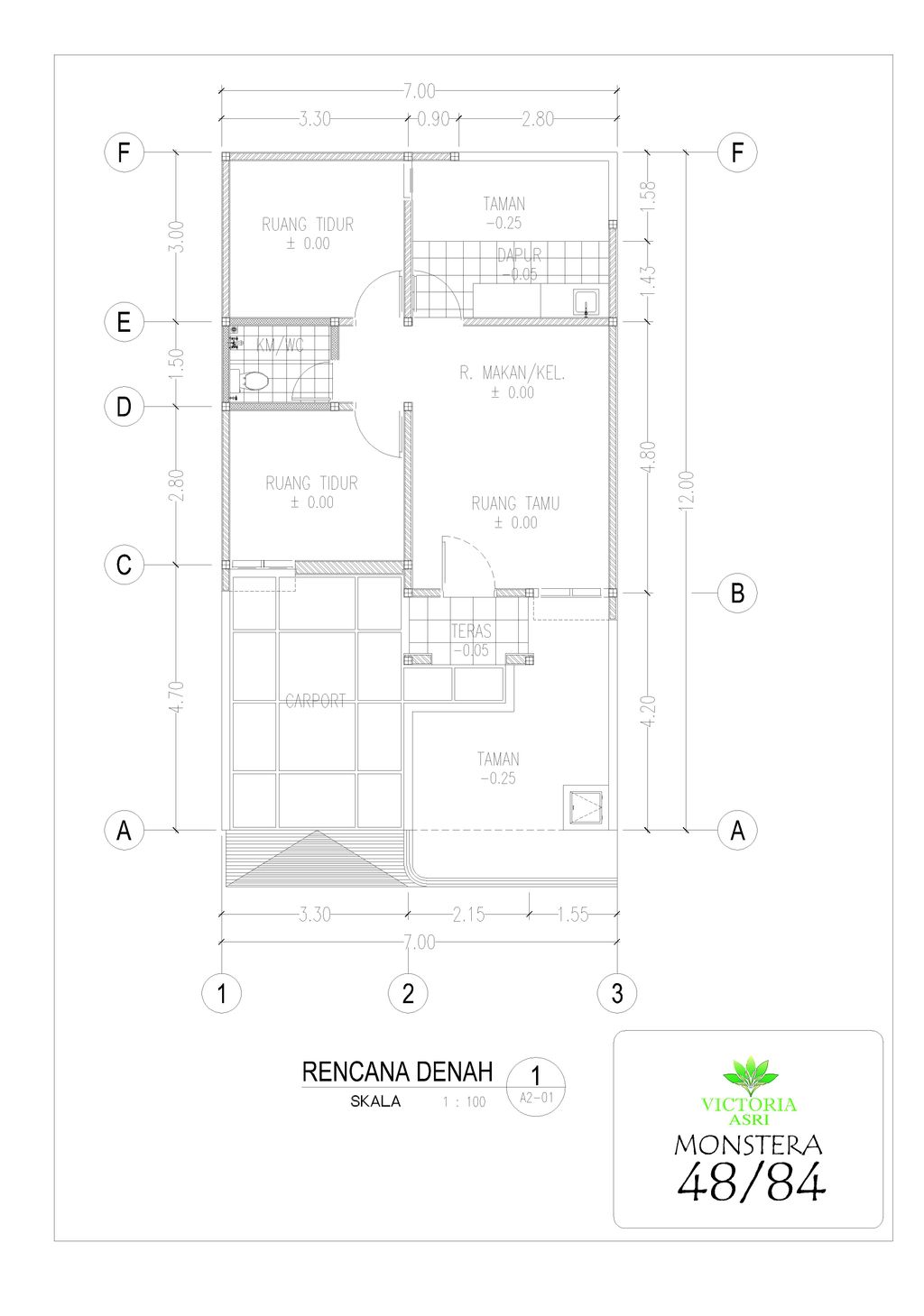 foto denah rumah tipe MONSTERA perumahan VICTORIA ASRI