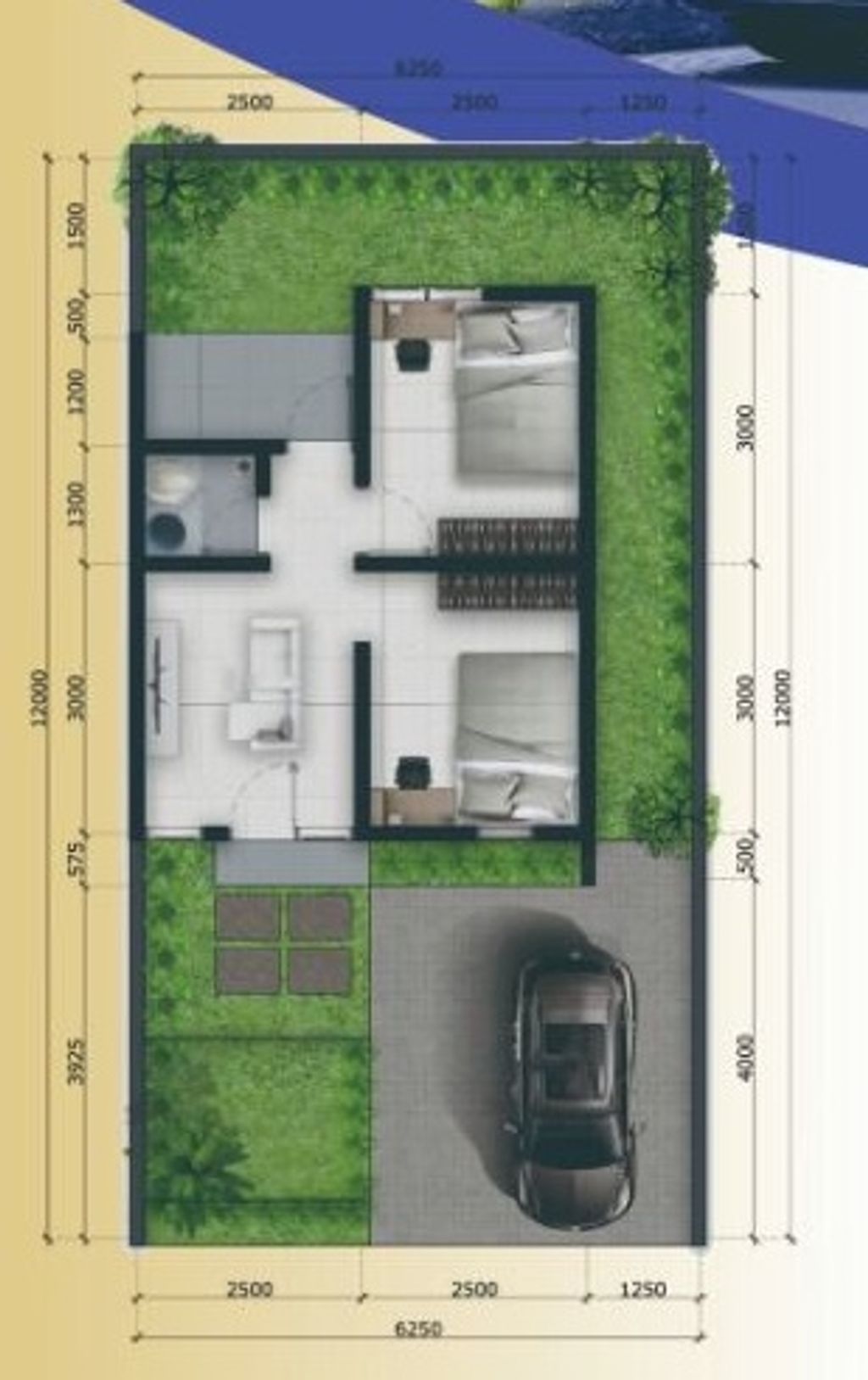 foto denah rumah tipe 28/75 perumahan AYA SOPHIA GARDEN