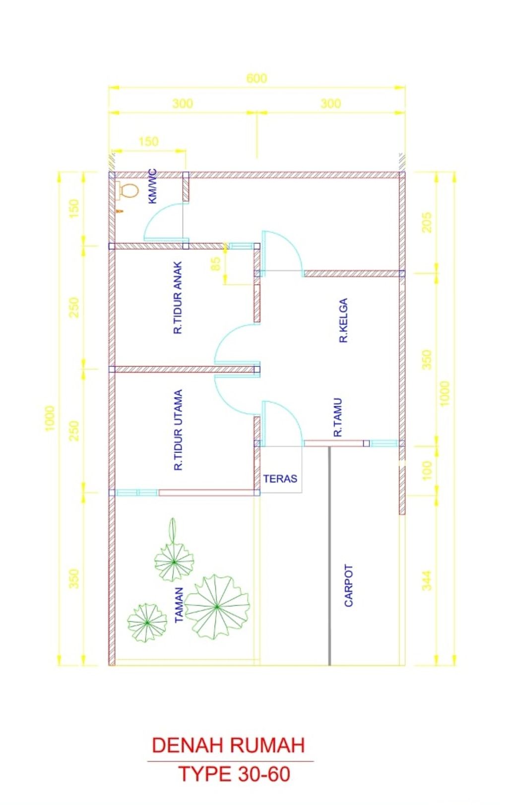 foto denah rumah tipe 30/60 perumahan BUMI INDAH PROKLAMASI 2