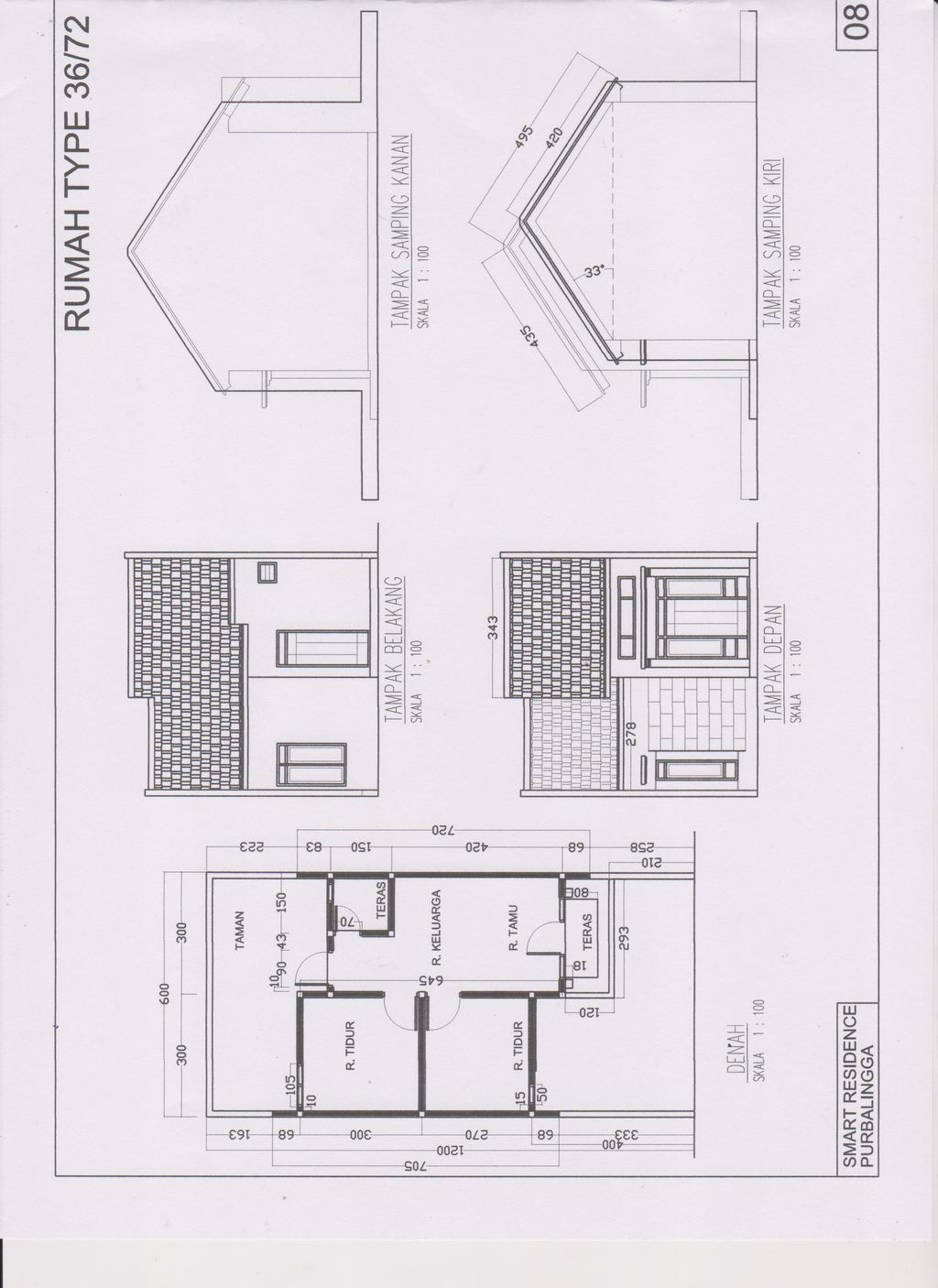 foto denah rumah tipe 36/72 perumahan Smart brilliant regency