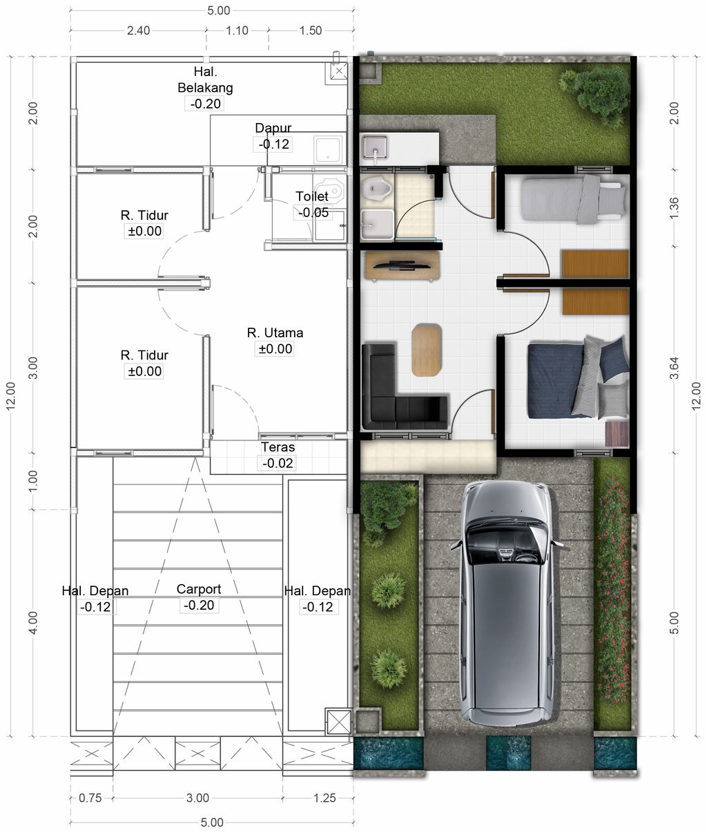 foto denah rumah tipe 26/60 r5 139.5 (Subsidi) perumahan ALAM SANGGAR INDAH EXTENSION