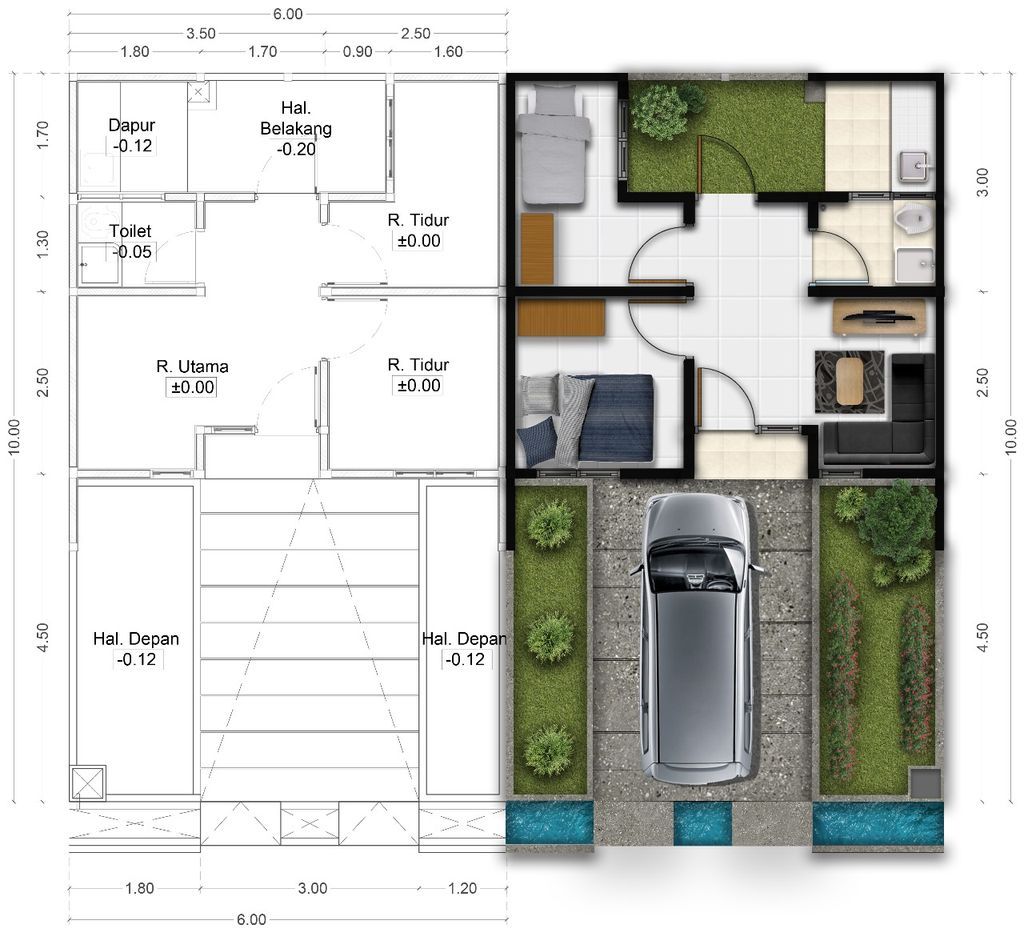 foto denah rumah tipe 26/60 R6 139.5 perumahan ALAM SANGGAR INDAH EXTENSION