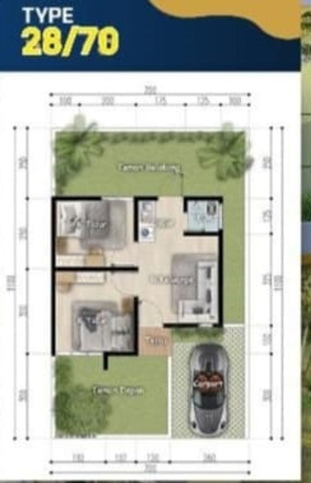 foto denah rumah tipe 28/70 perumahan AMARIS GREENHOUSE TAHAP 3