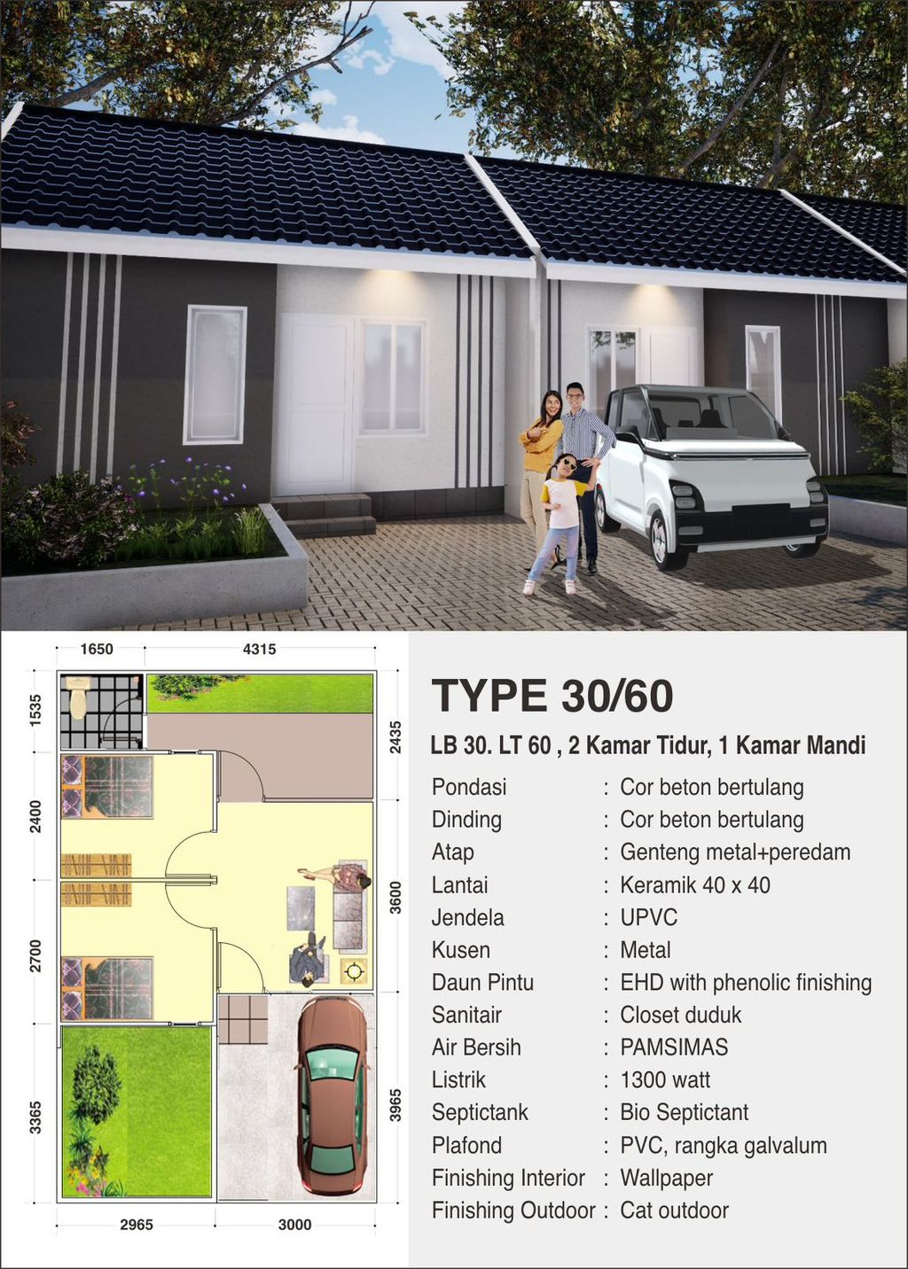 foto tampak rumah tipe 30/60.5 perumahan KOKOH CITY CLUSTER SUMBAWA