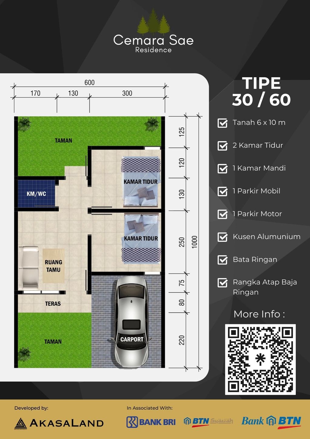 foto denah rumah tipe Standart 30 perumahan cemara sae residence