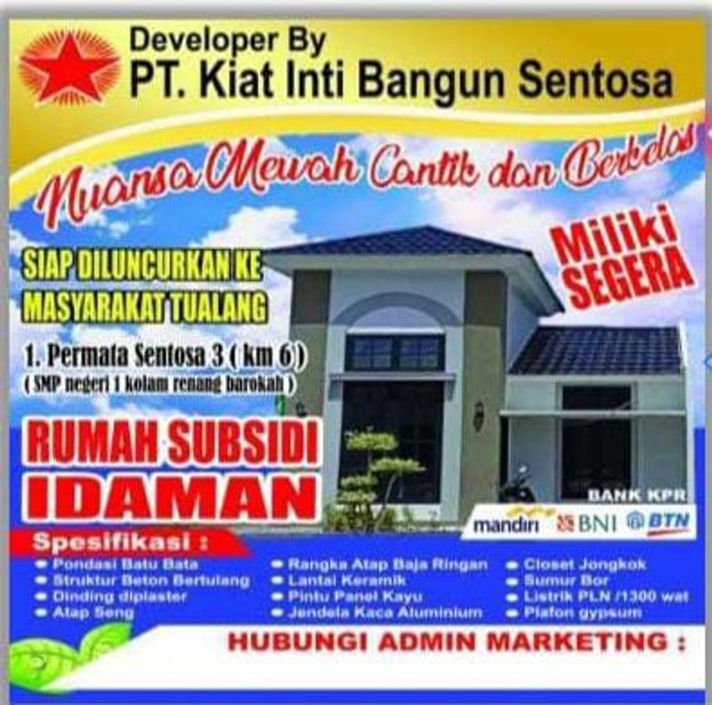 foto tampak rumah tipe RSH 36 perumahan PERMATA SENTOSA 3