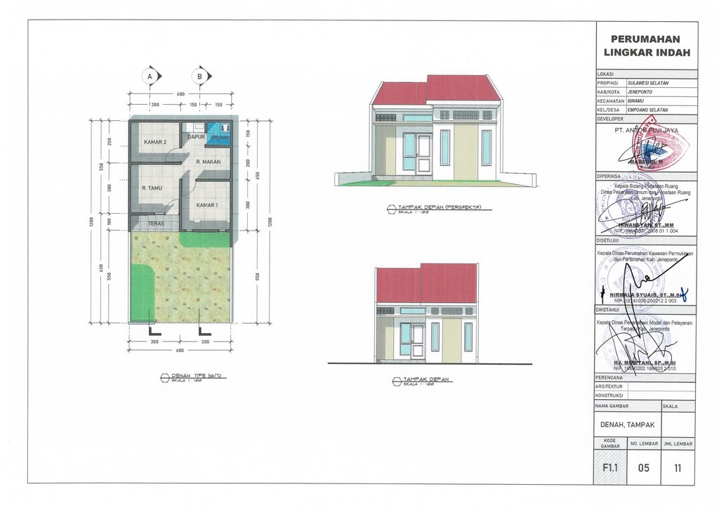 foto denah rumah tipe 36 perumahan BENTENG INDAH