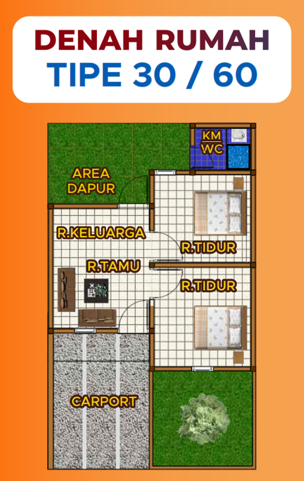 foto denah rumah tipe 30/68 perumahan LABAN PERMAI