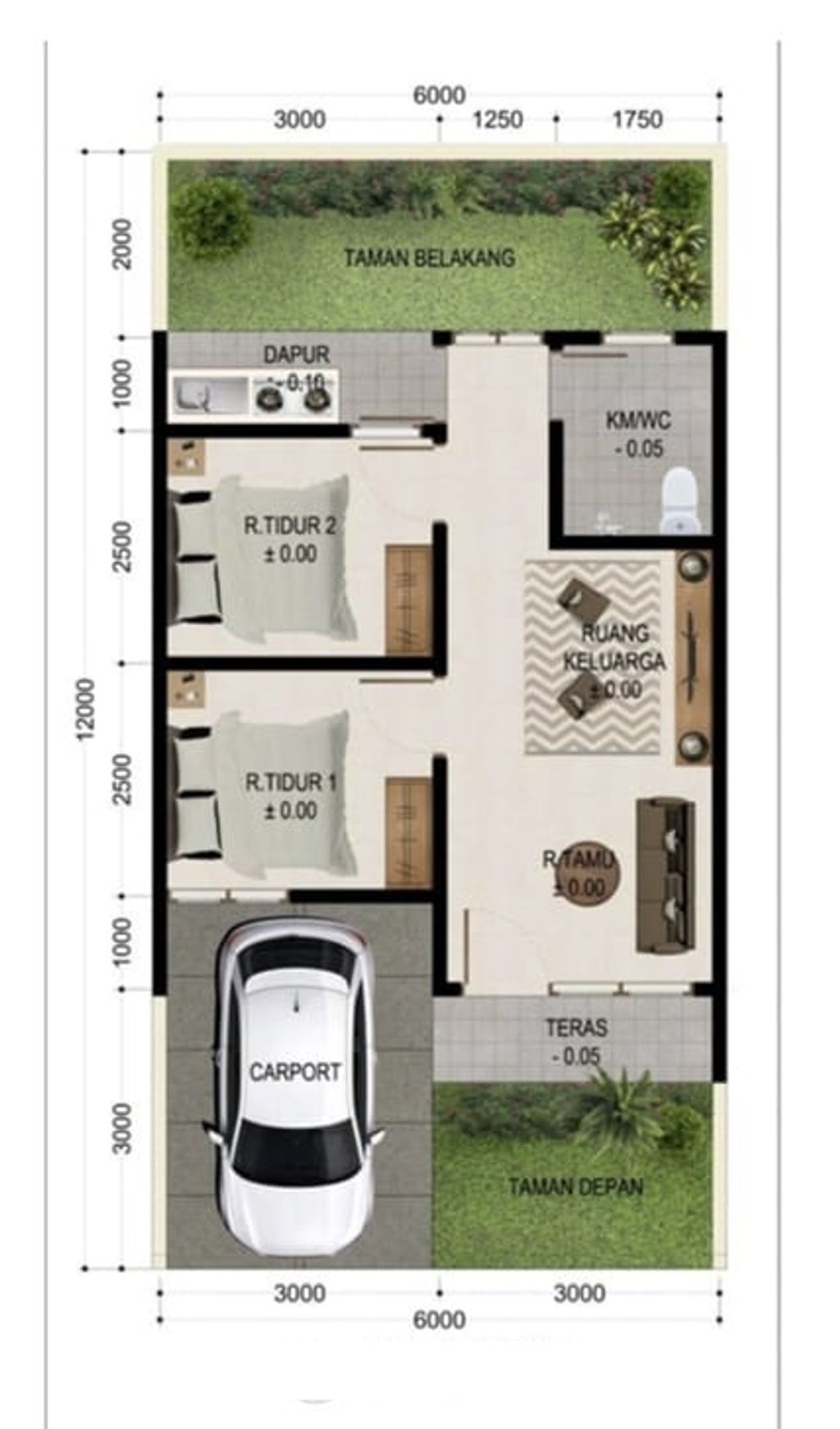 foto denah rumah tipe 39/72 perumahan CLUSTER ZAFIRA