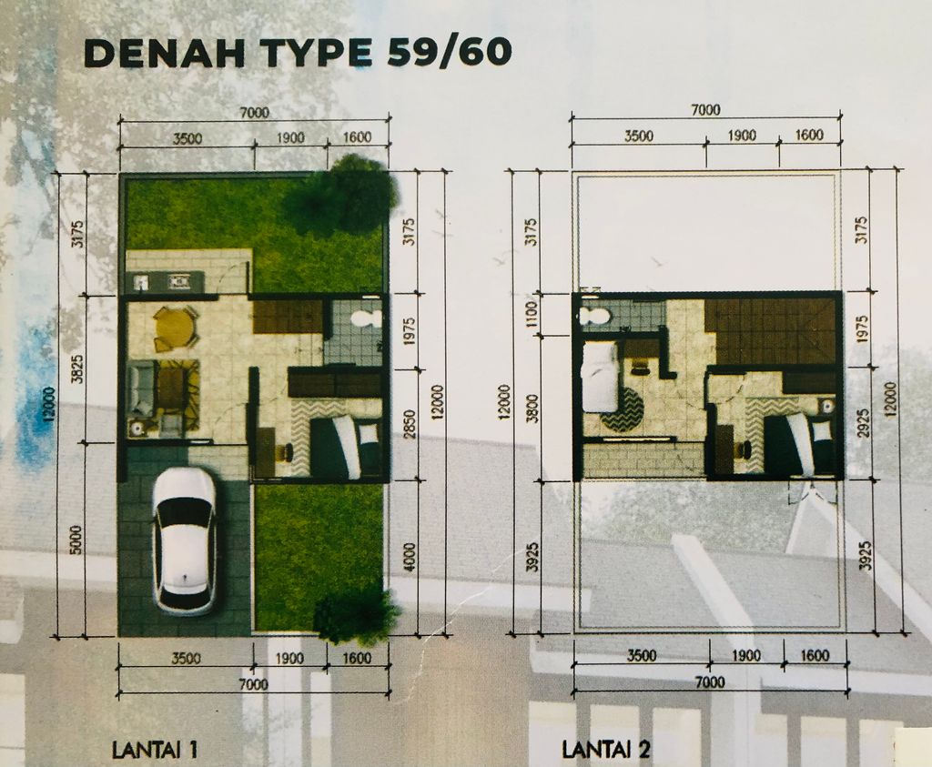 foto denah rumah tipe 59/60 perumahan Golden Residence