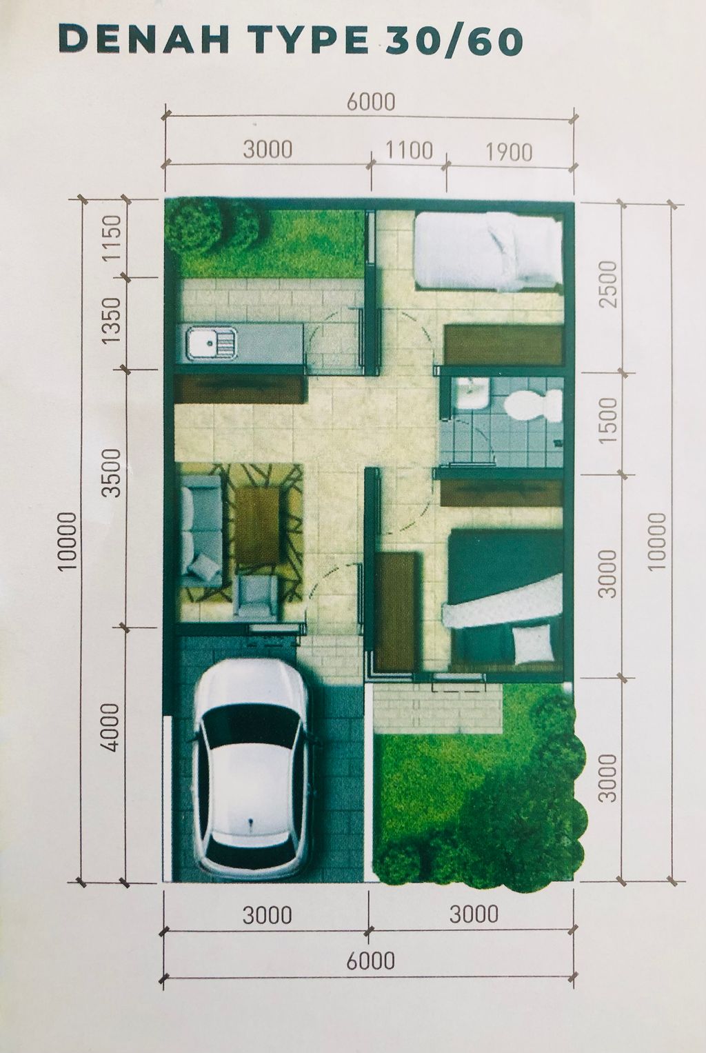 foto denah rumah tipe 32/60 perumahan Golden Residence