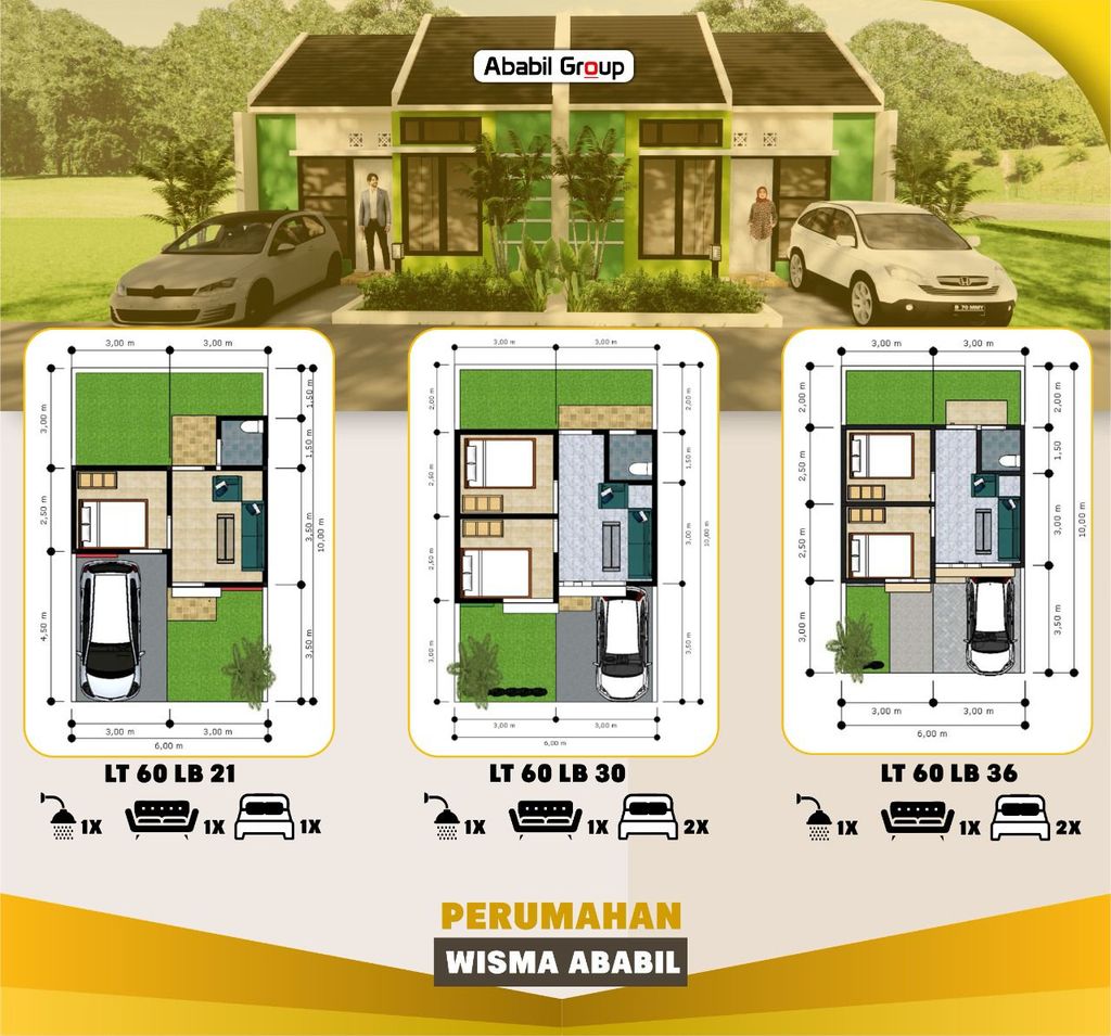 foto denah rumah tipe WISMA 3 perumahan WISMA ABABIL 3