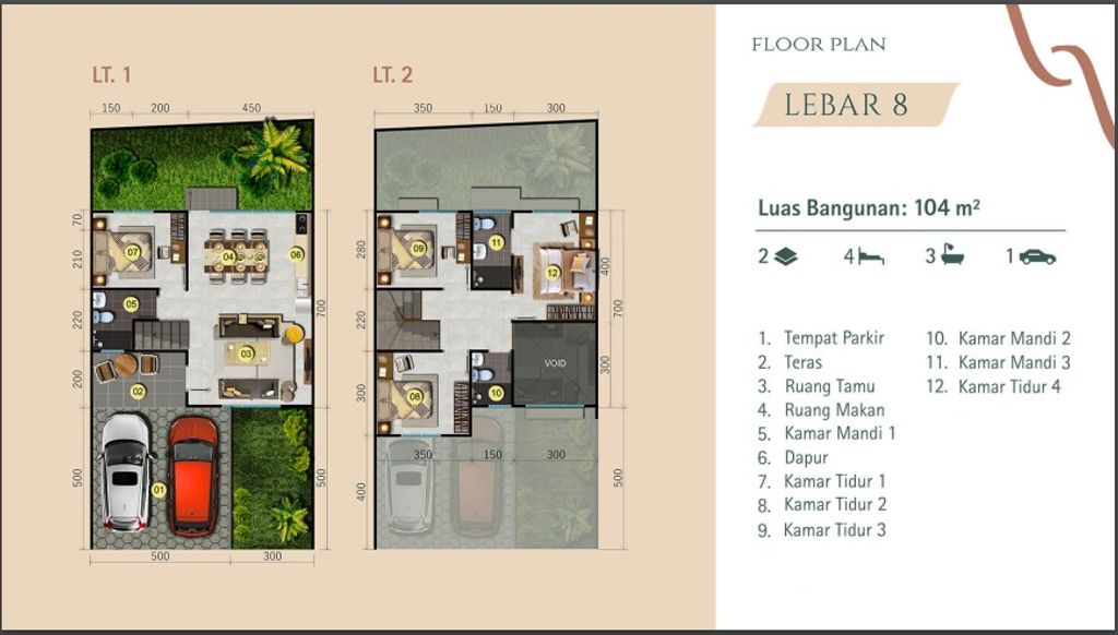 foto denah rumah tipe 104/130 perumahan ISTANA REGENCY JATINANGOR