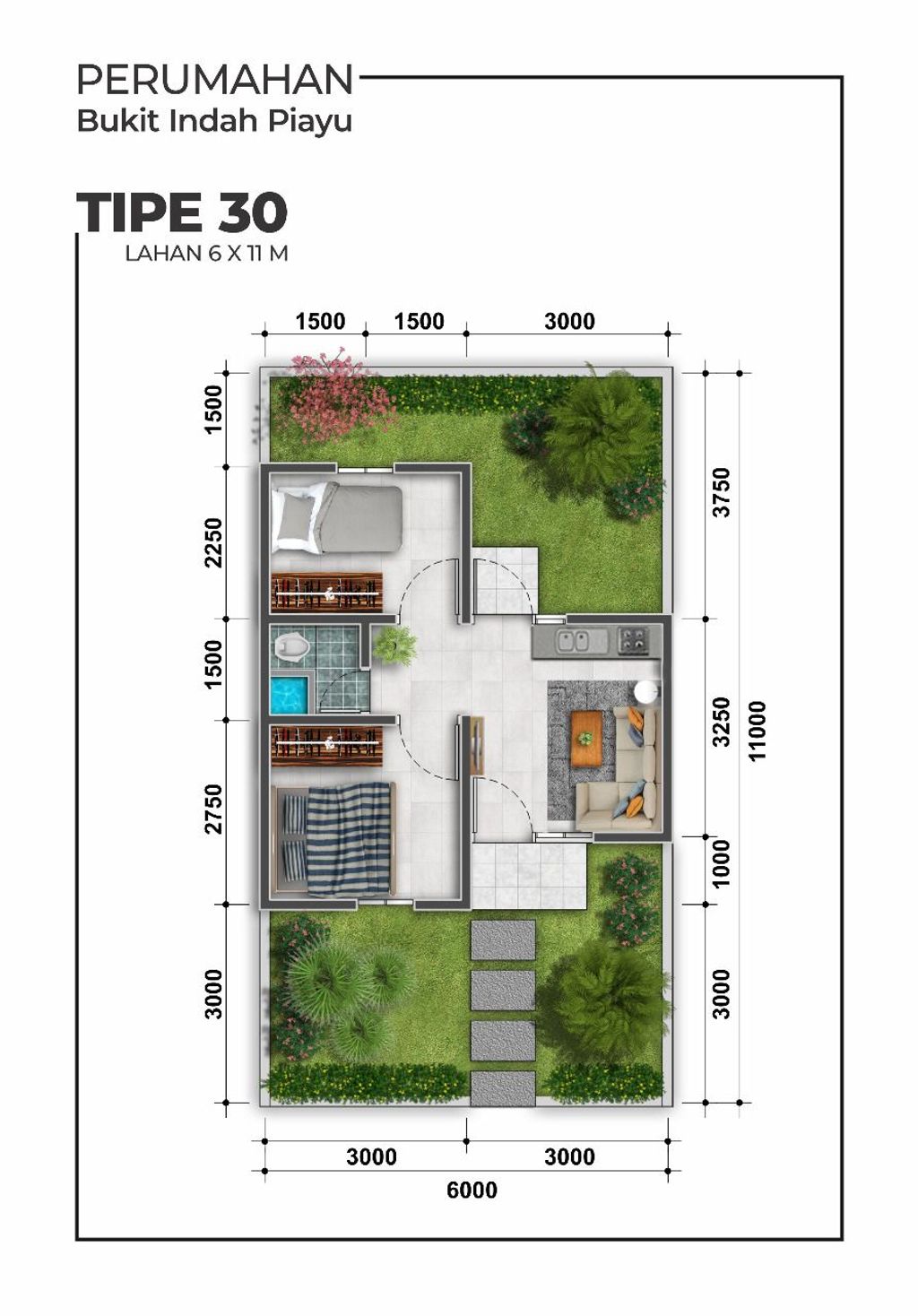 foto denah rumah tipe 30/66 perumahan BUKIT INDAH PIAYU