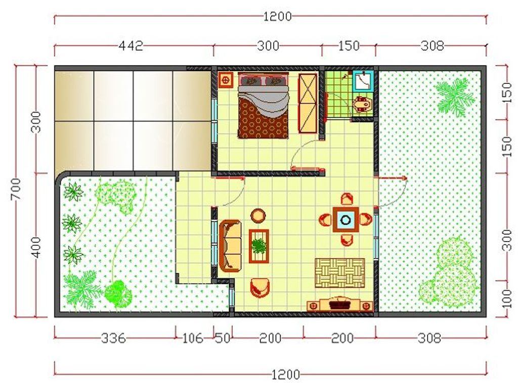 foto denah rumah tipe 22 / 60 perumahan GRIYA UTAMI DANGDEUR tahap II