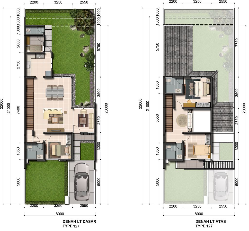 foto denah rumah tipe T.128/208.CH perumahan GRAND WISATA DISTRIK