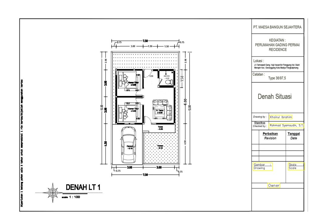 foto denah rumah tipe 36/97,5 perumahan PERUMAHAN GADING PERMAI RECIDENCE
