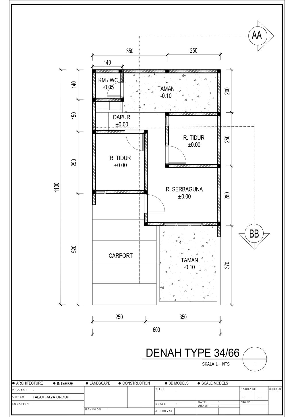 foto denah rumah tipe 34/66 perumahan PURI ALAM CEMPAKA