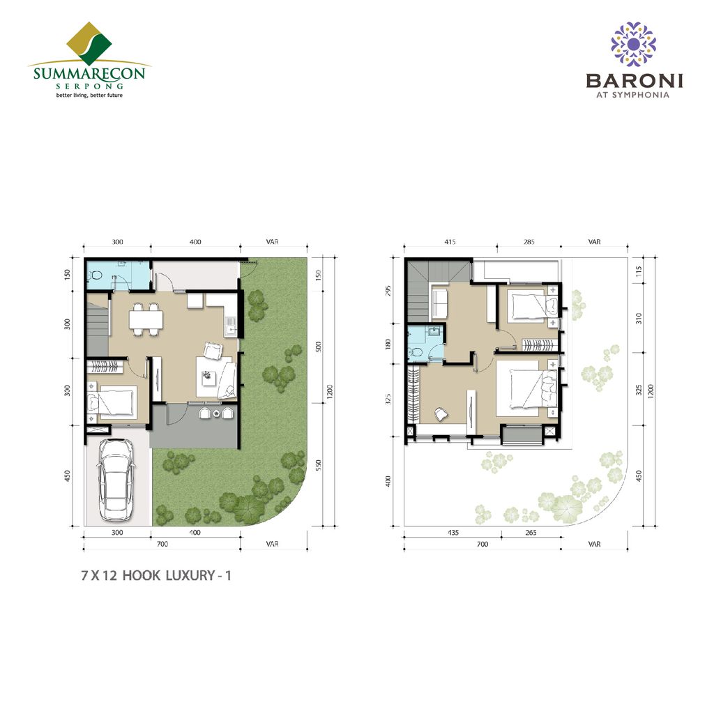 foto denah rumah tipe L7 HOOK Luxury 1 perumahan CLUSTER BARONI