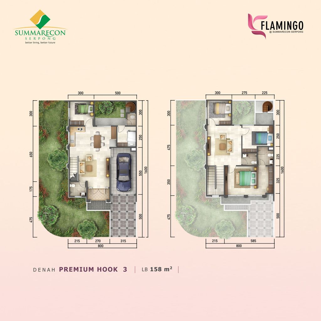 foto denah rumah tipe L8 HOOK Premium 3 perumahan Cluster Flamingo