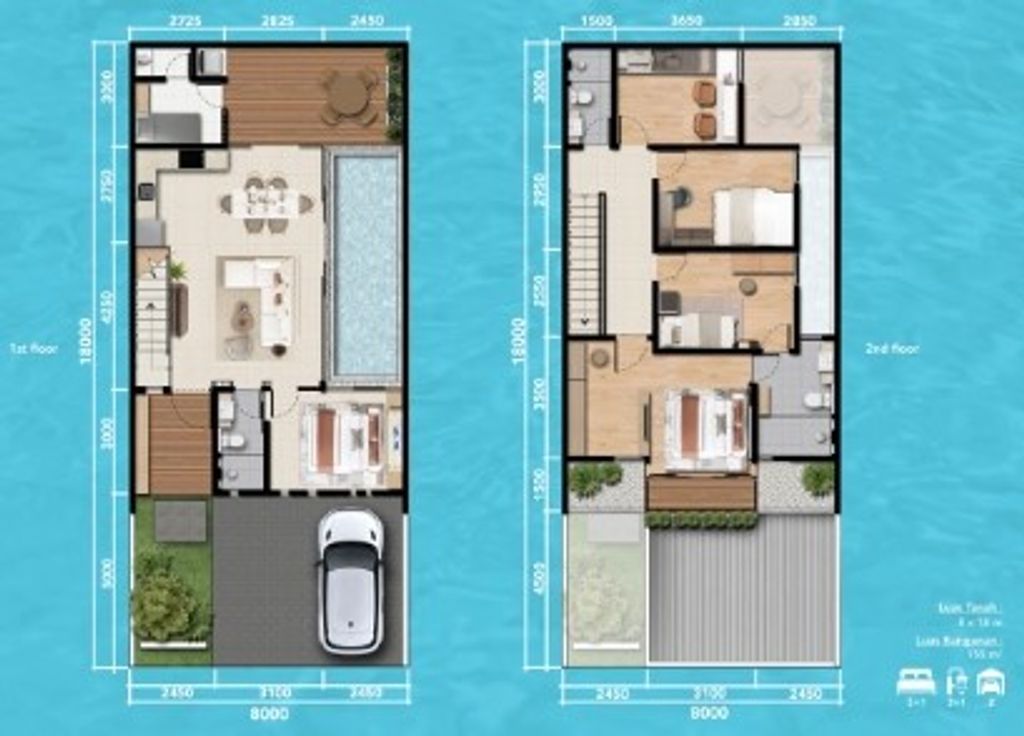 foto denah rumah tipe T155/144.ZL perumahan GRAND WISATA - ZLIVING