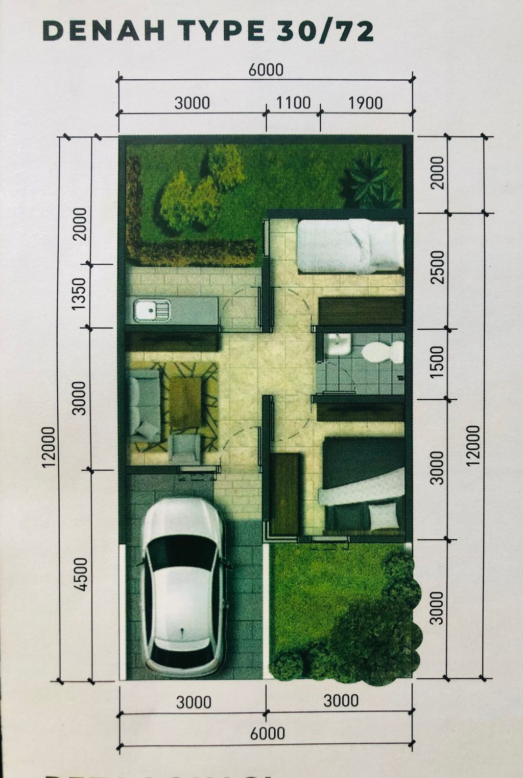 foto denah rumah tipe 30/72 perumahan Perumahan Mutiara Panongan2