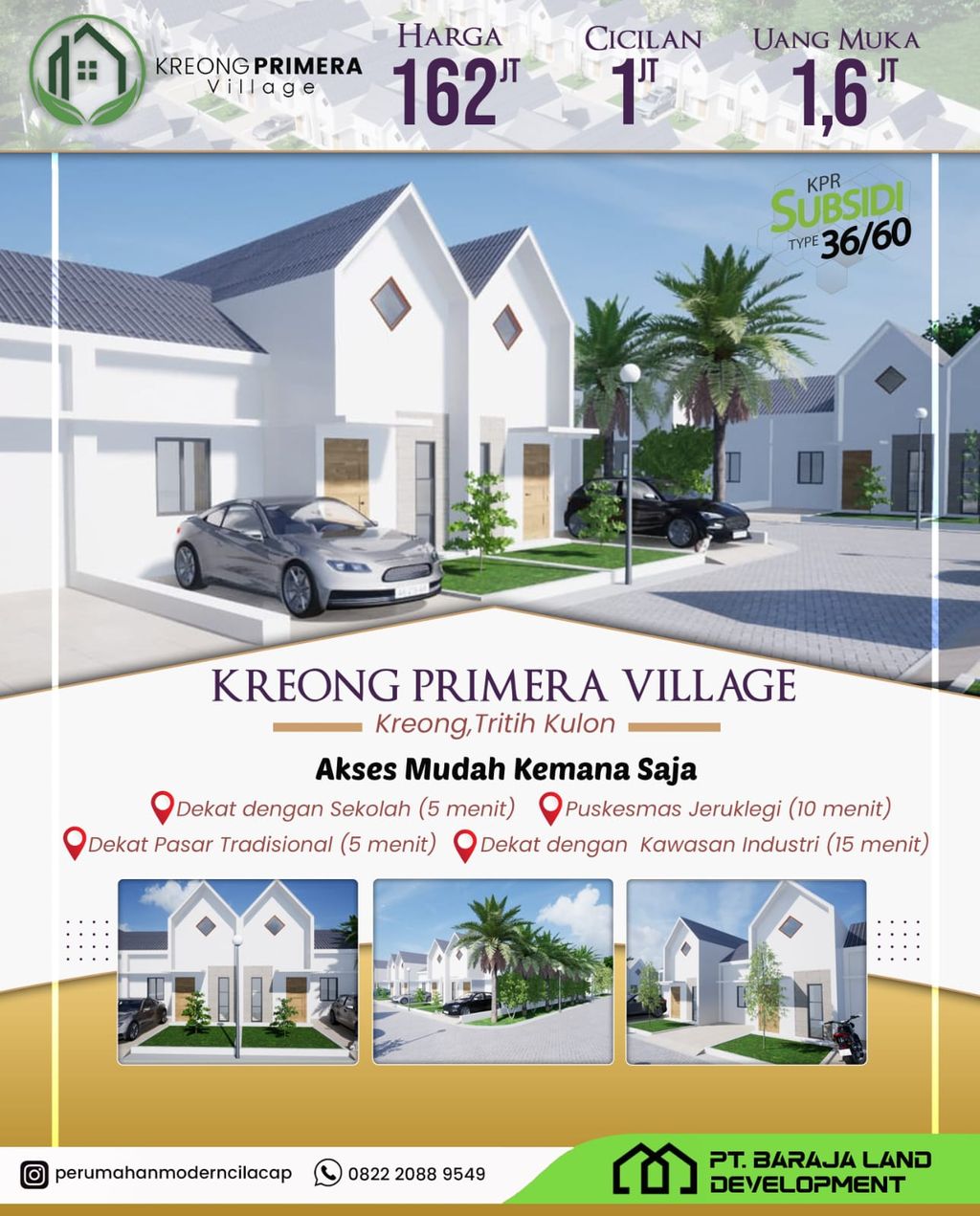 foto tampak rumah tipe 30 perumahan KREONG PRIMERA VILLAGE