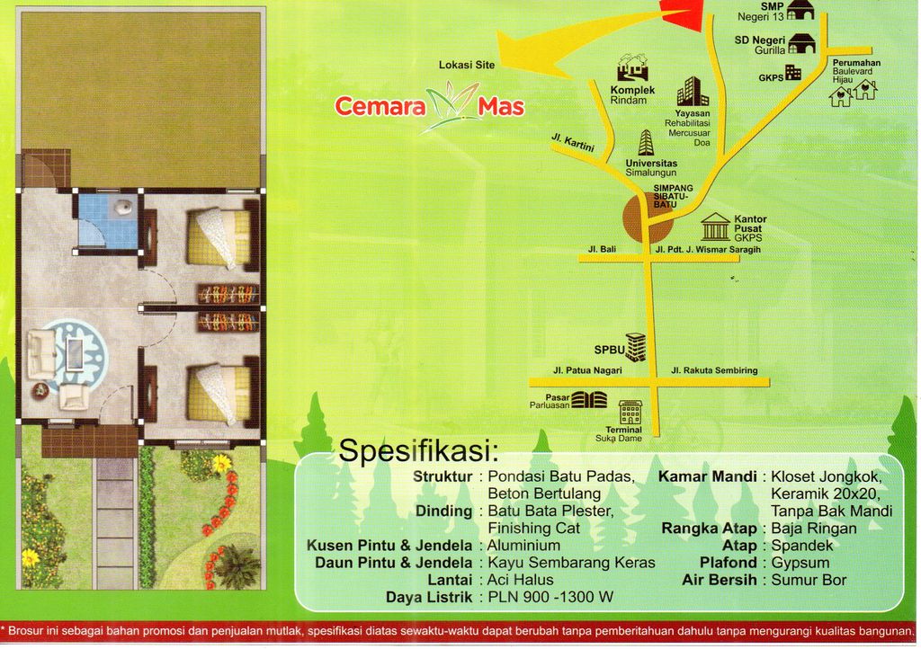 foto denah rumah tipe 36x perumahan CEMARA MAS